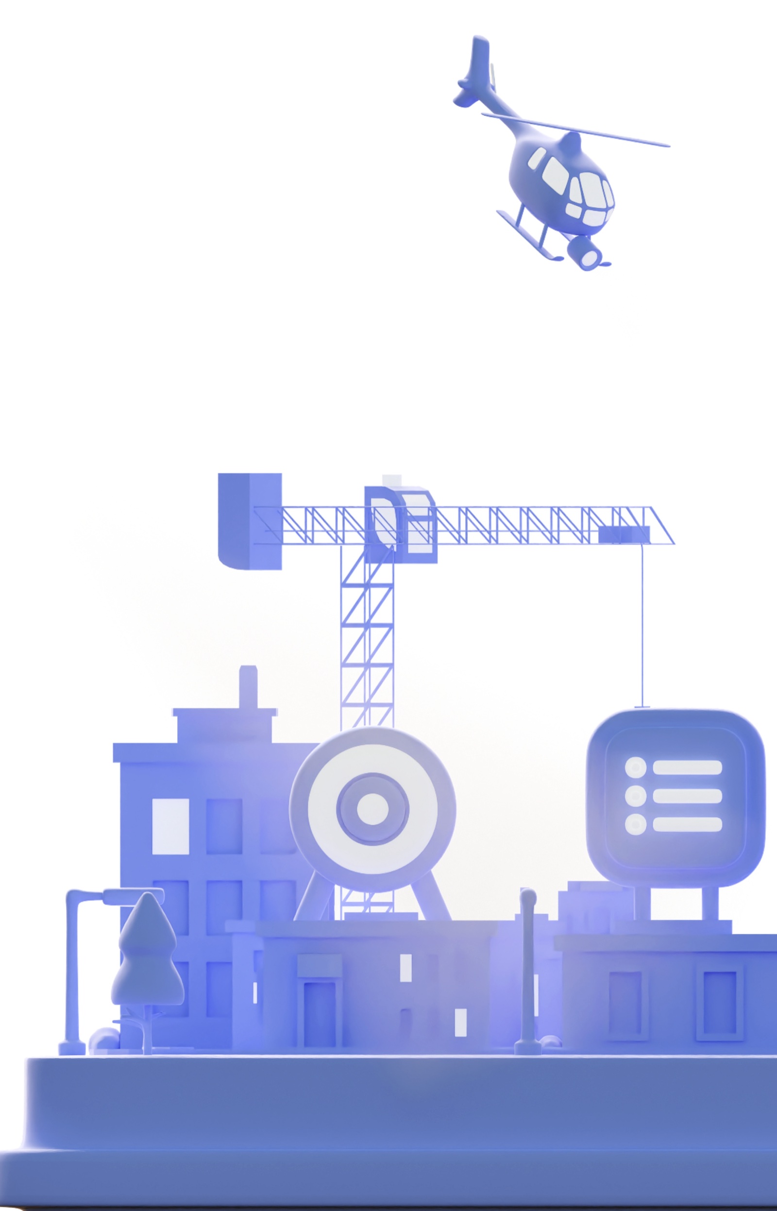 Side view of the crane and buildings