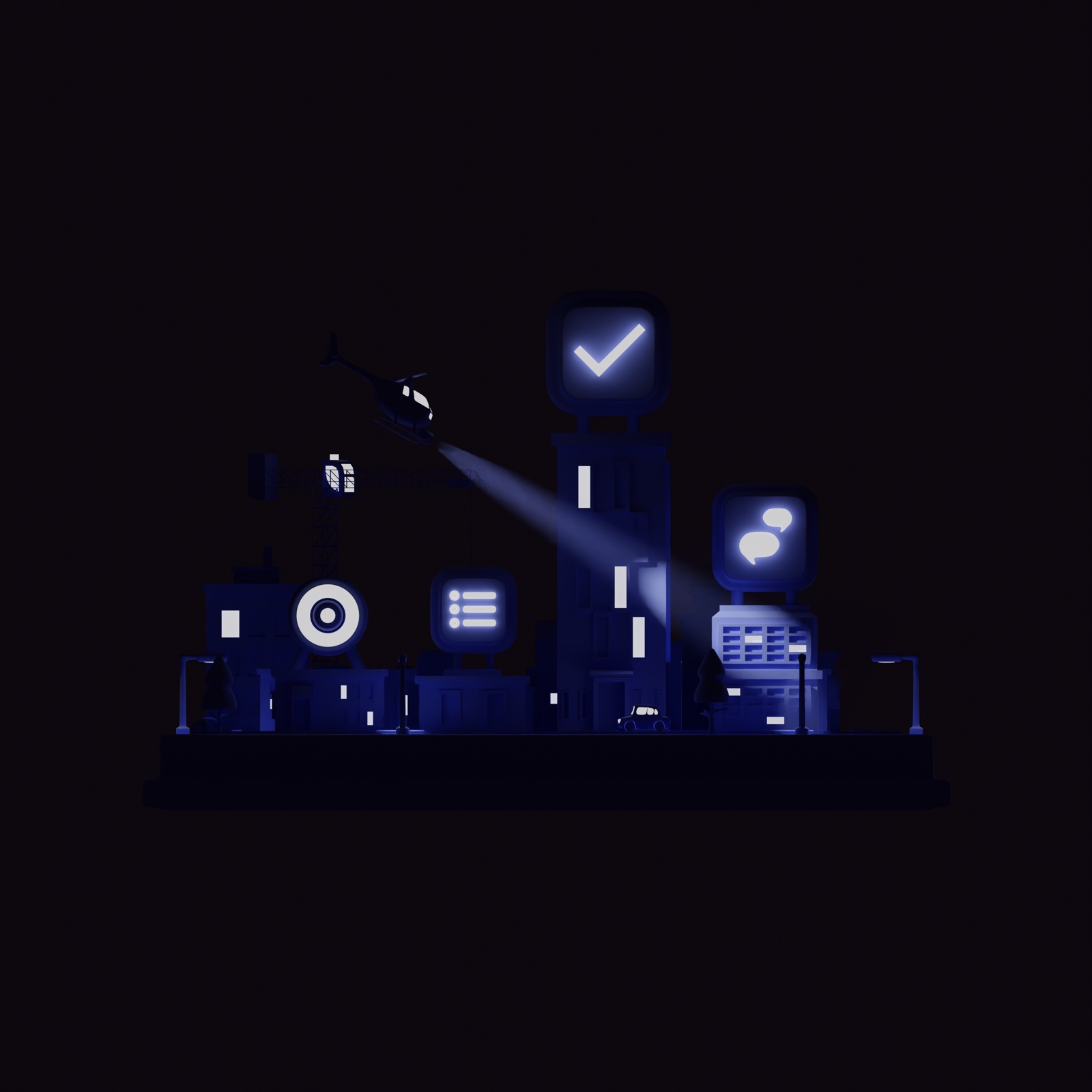 The city diorama at night