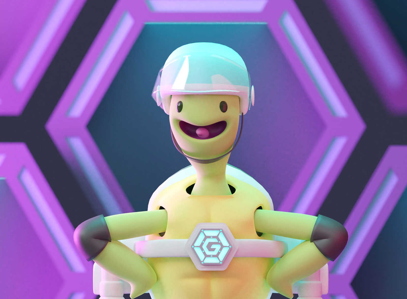 Close up 3d turtle character