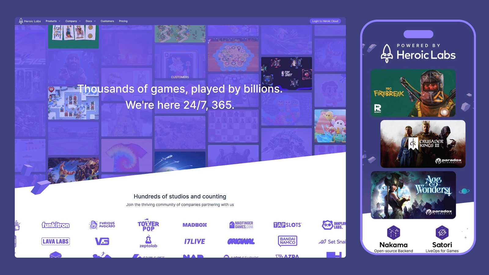 Heroic Labs website design