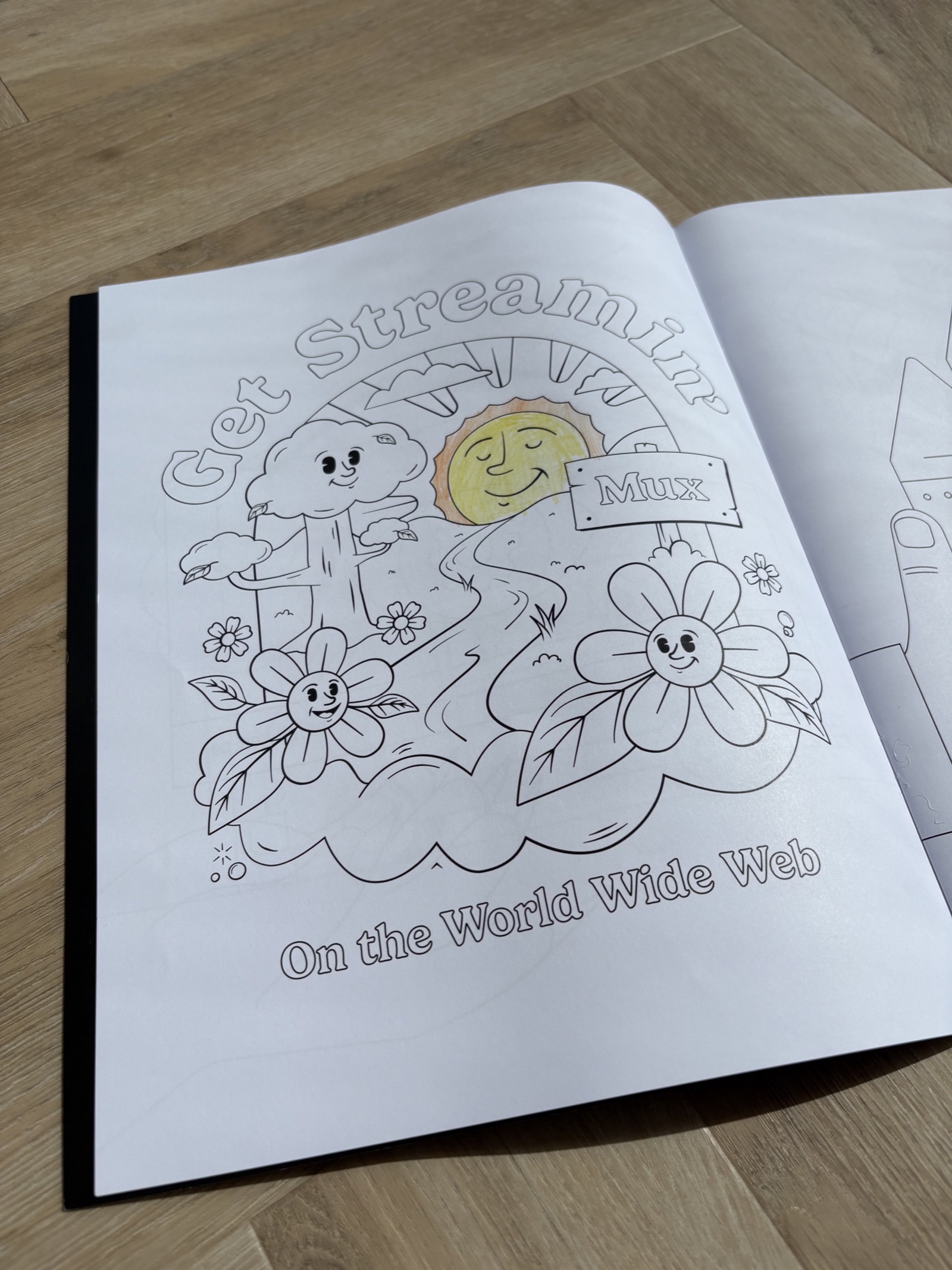 The printed 'Get Streamin'' colouring book page