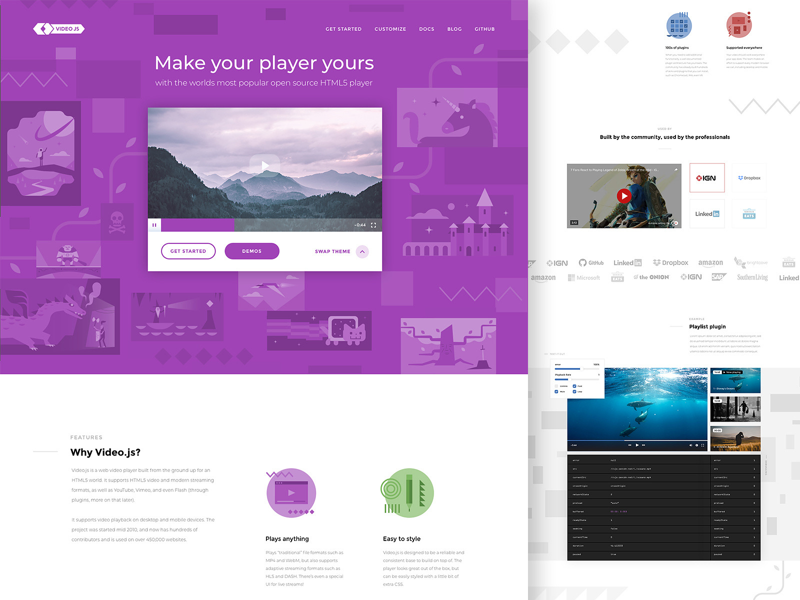 Video.js website page